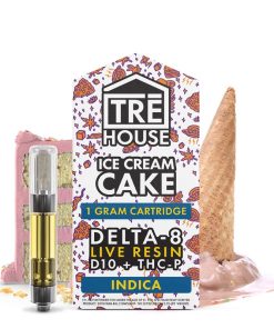 TreHouse Live Resin Delta 8 Cartridge + D10 + THC-P – Ice Cream Cake – Indica 1g