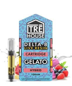 TreHouse Live Resin Delta 8 Cartridge – Gelato – Hybrid 1g
