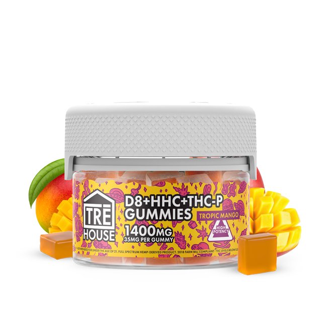 TreHouse Tropic Mango D8 Gummies With HHC + THC-P – 2:1 (D8:HHC) - Image 2